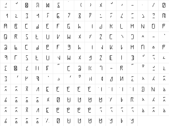 Segment8 Regular  glyph index