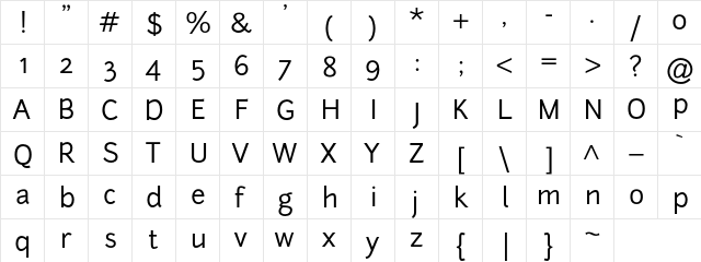junction regular Regular  glyph index