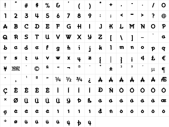 Kurvaceous NF Regular  glyph index