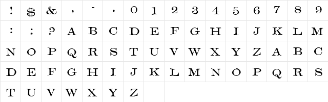 Mercantile Card HPLHS  glyph index