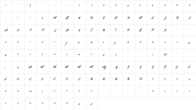 FauxAntique Regular  glyph index