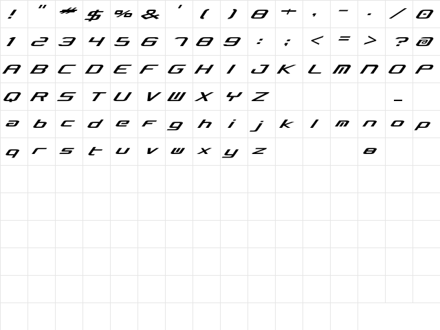 Concielian Break Regular  glyph index