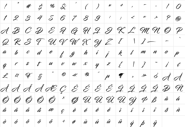 Infinite Stroke Condensed  glyph index