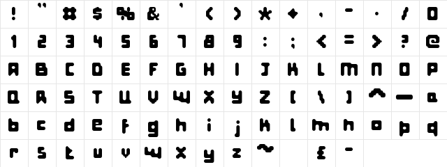 Fat Pixels Regular  glyph index