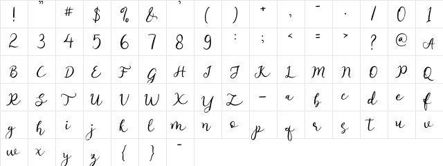 afnolyca Regular  glyph index