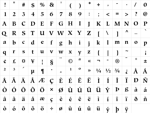 Hiroshige Std Bold  glyph index