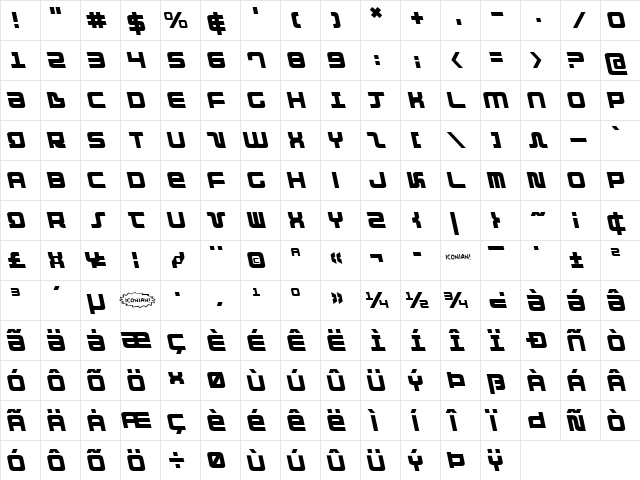 Direktor Leftalic Italic  glyph index