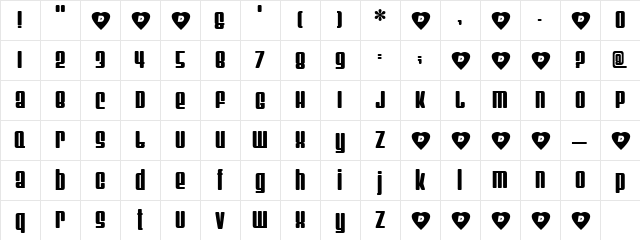 Casey Regular  glyph index