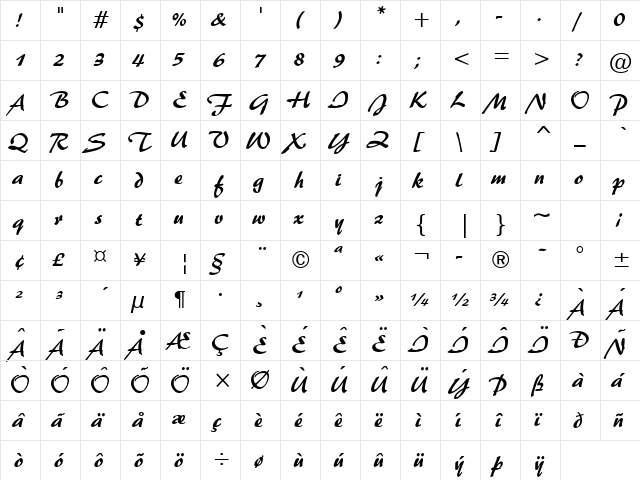 Brushstroke 35 Normal  glyph index