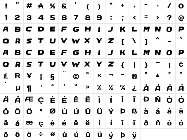 ARMS Regular  glyph index