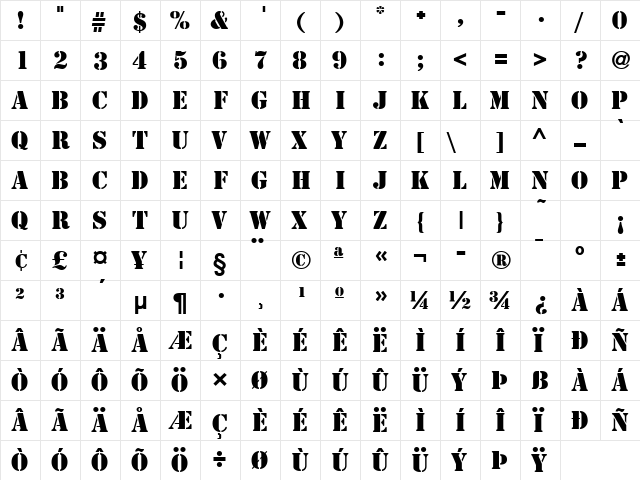 GI Stencil Normal  glyph index