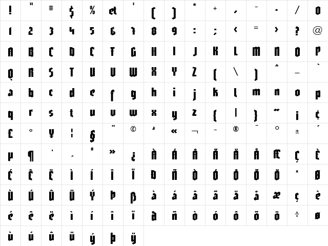 LTGotharda Regular  glyph index