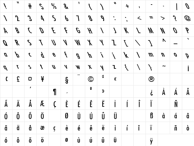 Thank You 8 Regular  glyph index