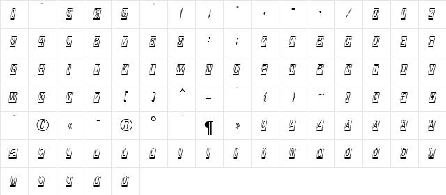 CardCamio MN Regular  glyph index