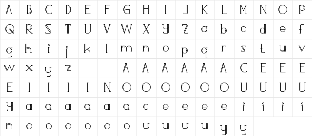 Rainray Demo Serif Regular  glyph index