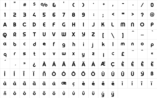 YagiUhfNo2 Regular  glyph index