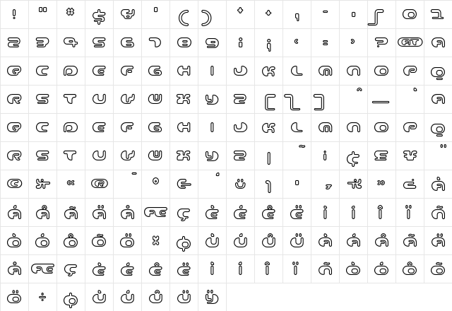 Contour Regular  glyph index