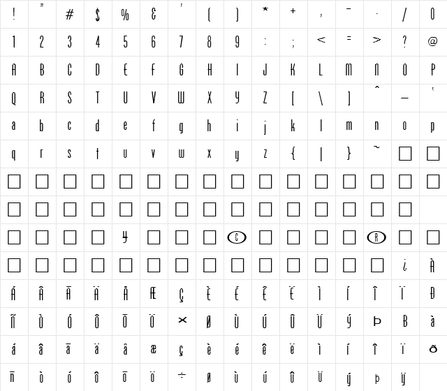 FZ BASIC 51 EX Normal  glyph index
