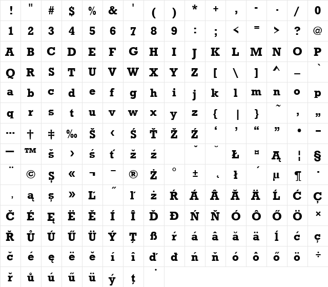 RoctuTEEMed Regular  glyph index