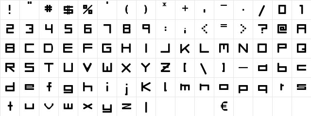 Rave Regular  glyph index