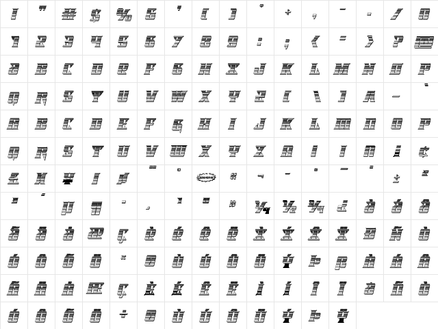 Lifeforce Chrome Italic Italic  glyph index