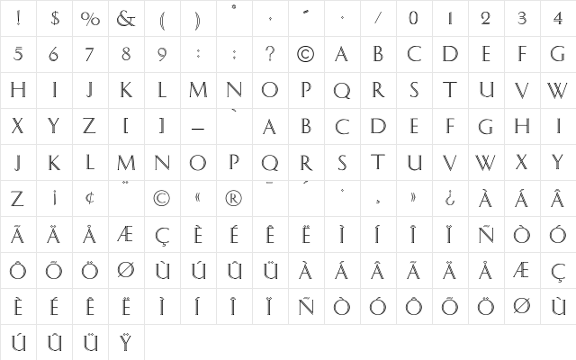 Cg Delphian Regular  glyph index