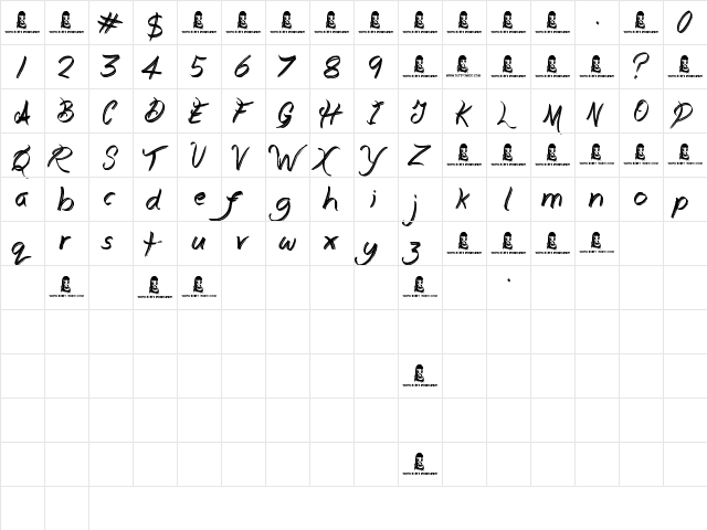 Frilly Knickers Regular  glyph index