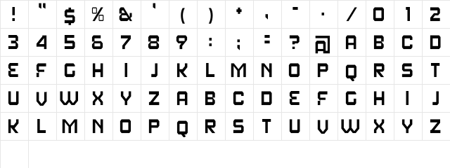 Fear Factor Text Regular  glyph index