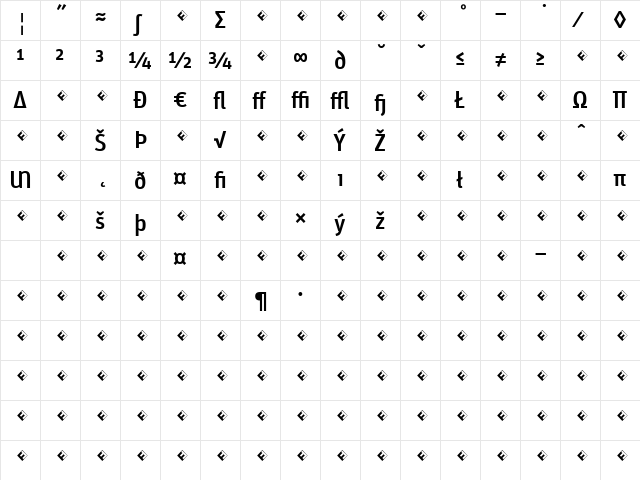 Unit-MediumExpert Regular  glyph index