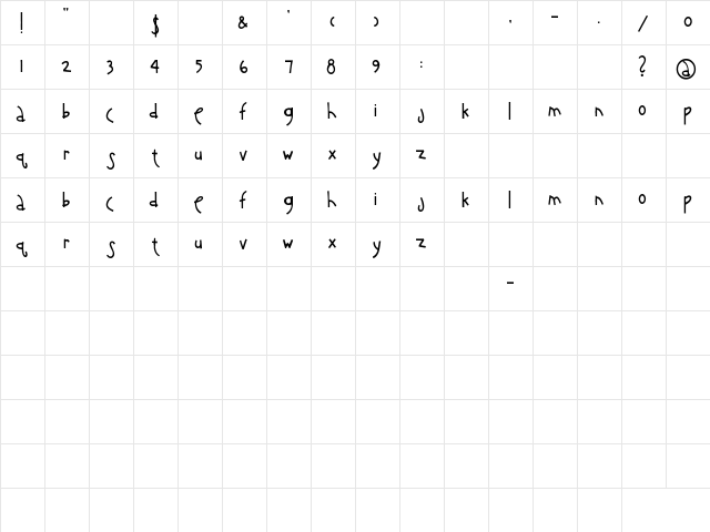 rhino dino Regular  glyph index