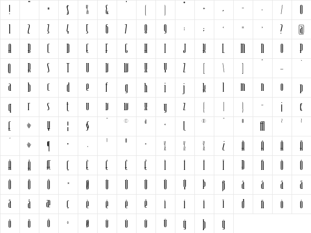 Kniff Regular  glyph index