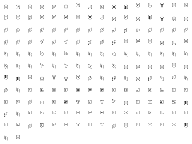YAY USA Outline Regular  glyph index