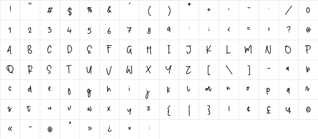 Goldside Regular  glyph index