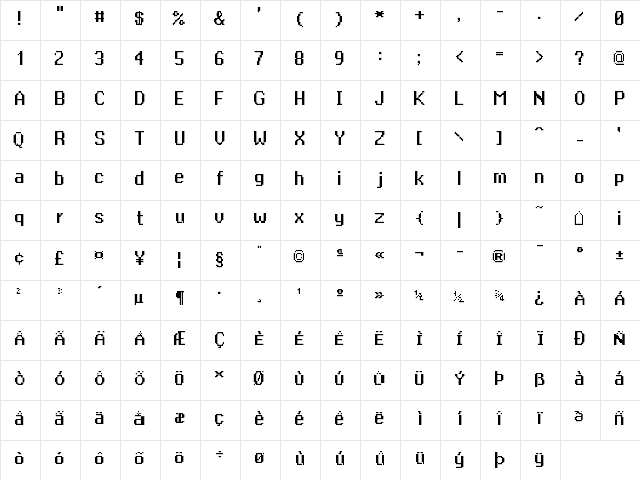 Swiss Siena Regular  glyph index