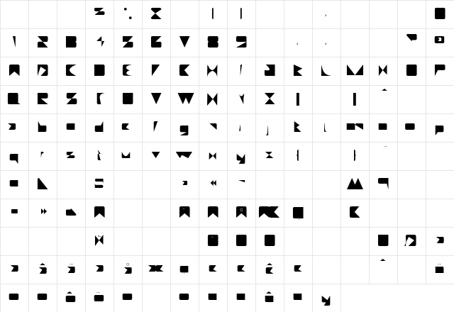 OverLapSSK Regular  glyph index