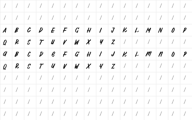 Al_Lebrush_PersonalUseOnly Regular  glyph index