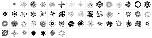 Spunkflakes Regular  glyph index