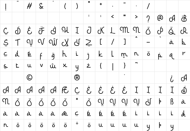 Barokah Ramadhan [Demo] Regular  glyph index
