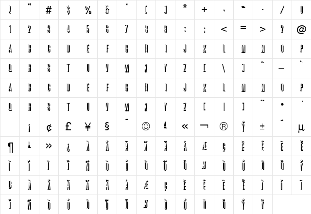 Graphite DB Regular  glyph index