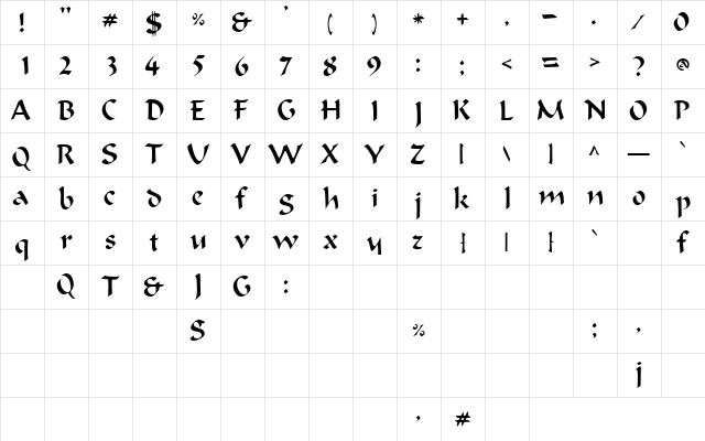 MaxSSK Bold  glyph index