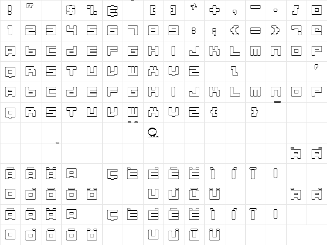 Almanaque Outline Regular  glyph index