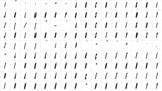 Romestone Italic Regular  glyph index