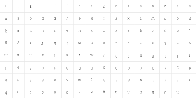 Upside down Regular  glyph index