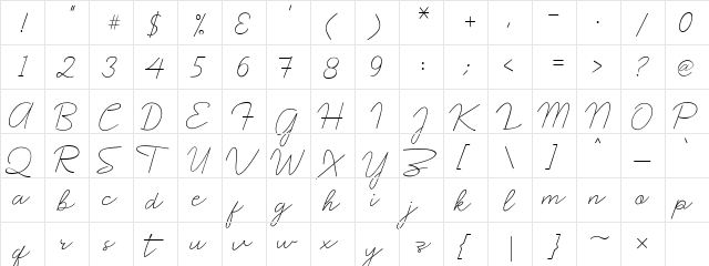 Prochok Regular  glyph index