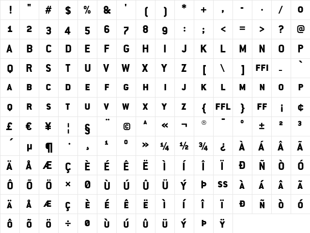 ConduitSCITC ExtraBold  glyph index