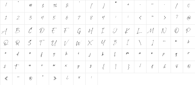 Carliman Regular  glyph index