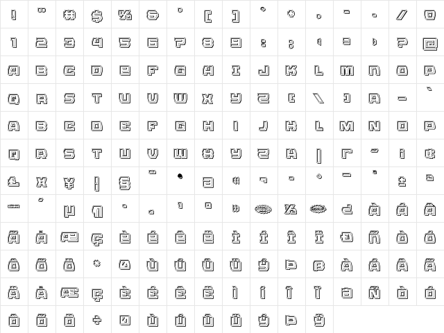 Olympic Carrier Engraved Regular  glyph index