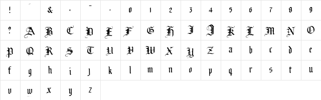 Broken Planewing Regular  glyph index