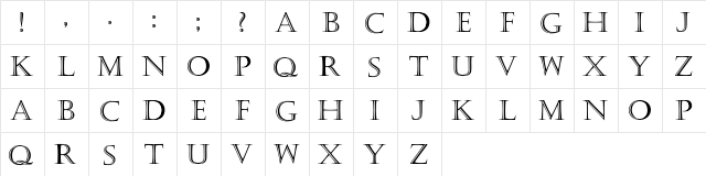 Kastellar Regular  glyph index