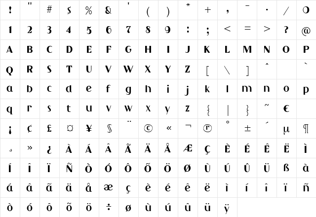 Camion Regular  glyph index